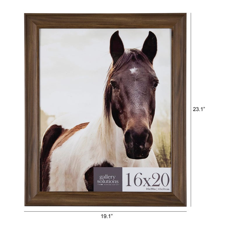 Gallery Solutions 16"x20" Walnut Picture Frame - Large Wall Photo, Artwork Holder - Stylish and Versatile Decor Solution - Single Picture Frame - Image 3
